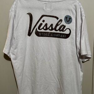 VISSLA White Short-Sleeve Logo Tee with Faded Black Print